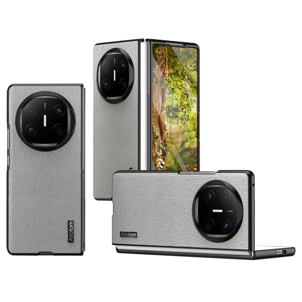 Aitotom plastový kryt s umělou kůží na Huawei Mate X6 - šedý