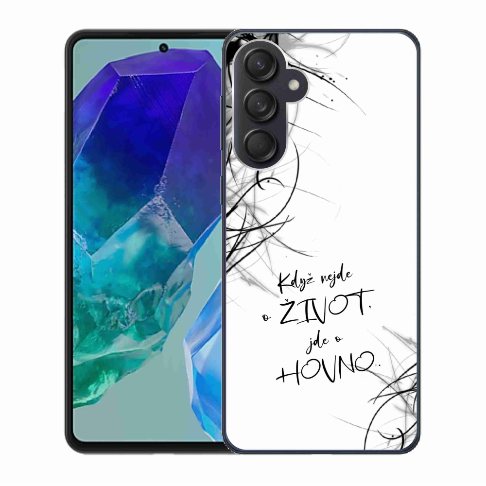 Gelový kryt mmCase na Samsung Galaxy M55 5G - vtipný text 16 bílé pozadí