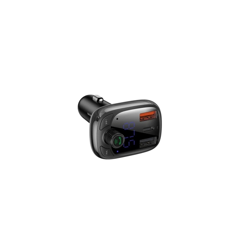 Baseus T Shaped S-13 Nabíječka Do Auta USB-A/USB-A/USB-C a FM Transmitter Black