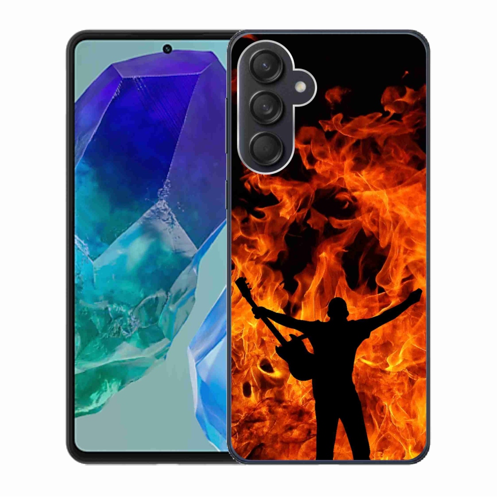 Gelový kryt mmCase na Samsung Galaxy M55 5G - muzikant a oheň