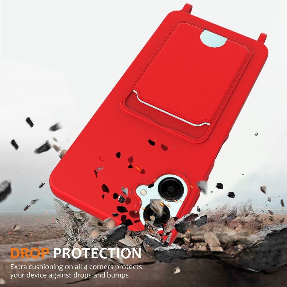 Card gelový obal se šňůrkou na Samsung Galaxy A06 4G - červený