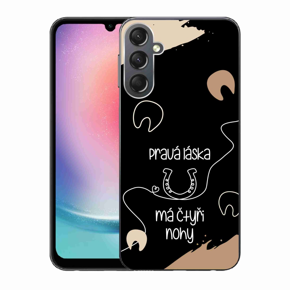 Gelový kryt mmCase na Samsung Galaxy A24 - koňský motiv černé pozadí