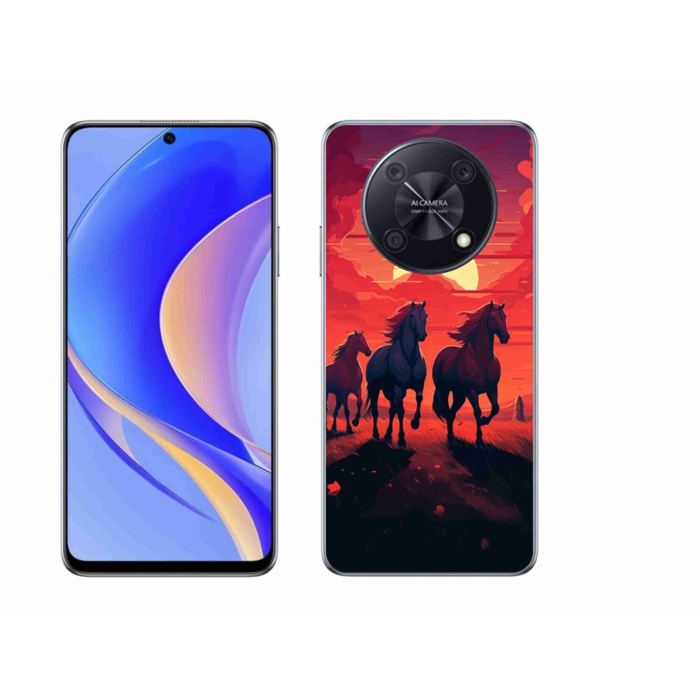 Gelový kryt mmCase na Huawei Nova Y90 - koně a západ slunce