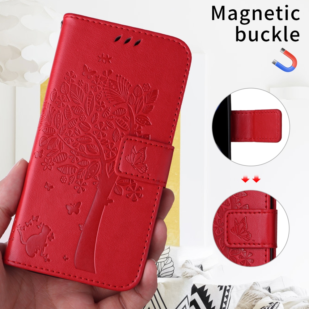 Trees knížkové pouzdro na Xiaomi Redmi 15C 4G/5G (173mm) - červené