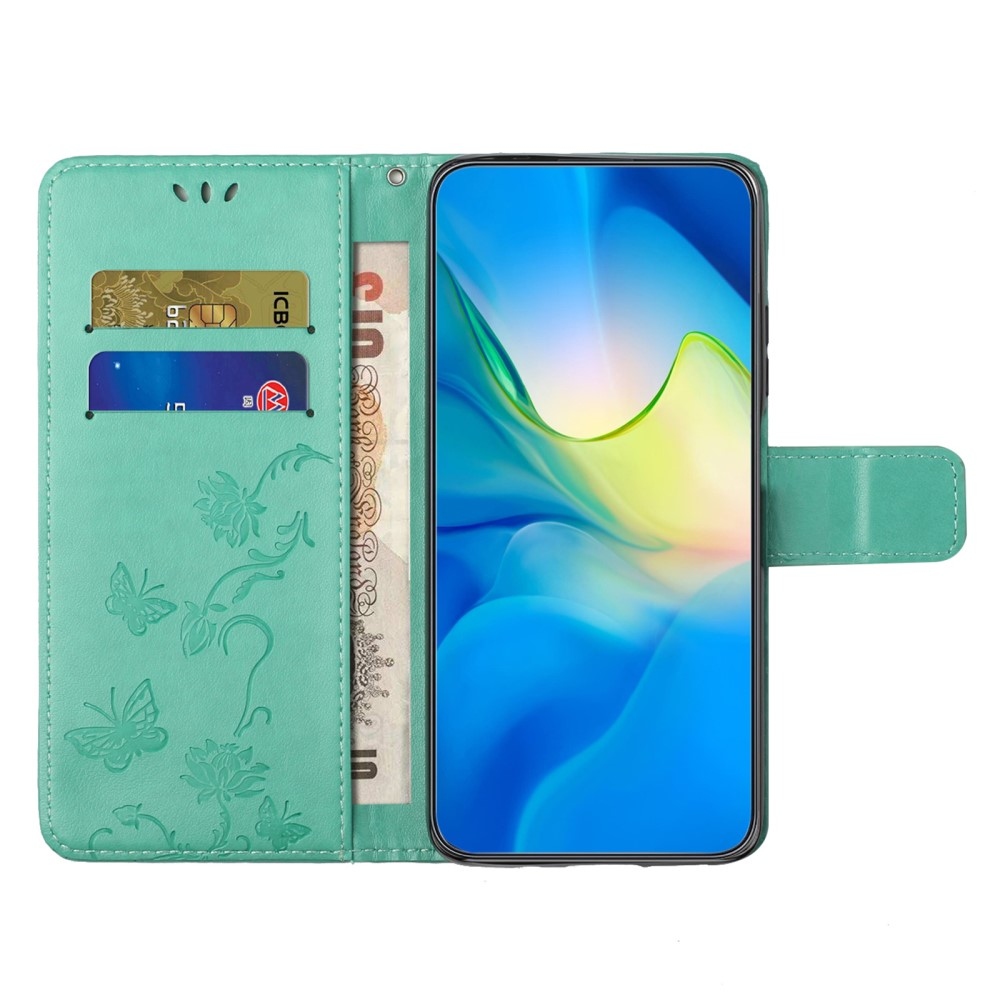 Flower knížkové pouzdro na Samsung Galaxy A36 5G - modrozelené