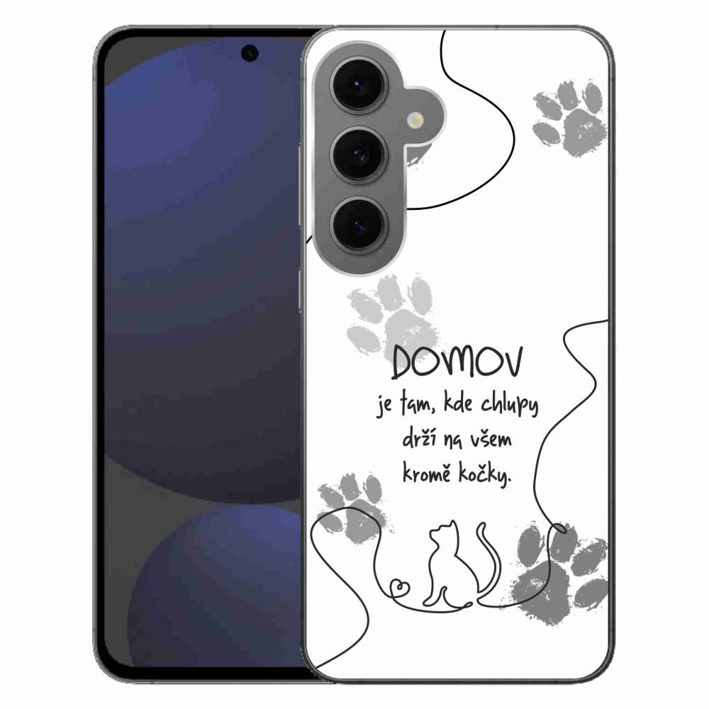 Gelový kryt mmCase na Samsung Galaxy S24 FE - kočičí motiv bílé pozadí