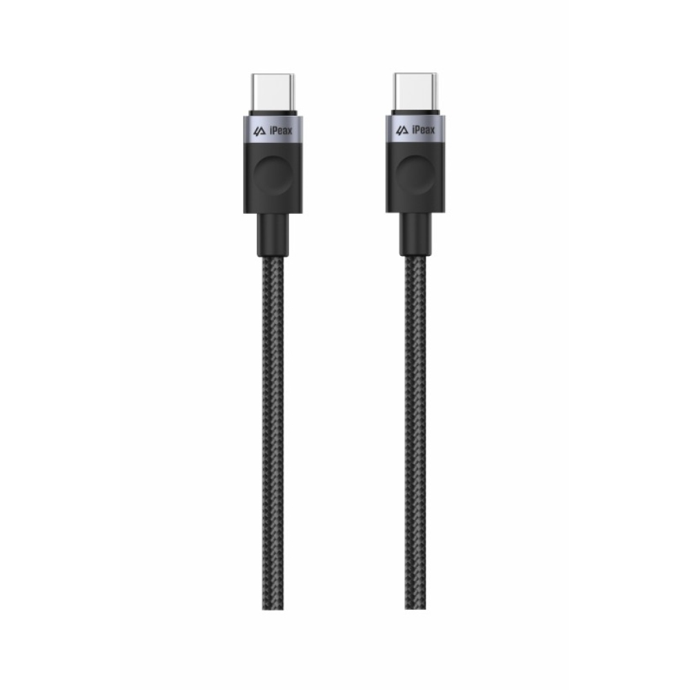 iPEAX textilní kabel USB-C / USB-C 1,5 m, USB 2.0 - černý