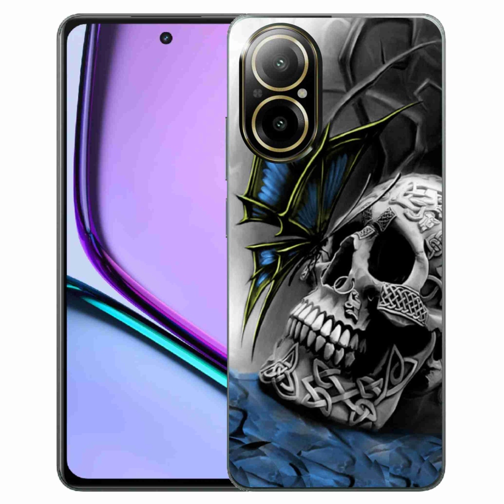 Gelový kryt mmCase na Realme C67 - motýl a lebka