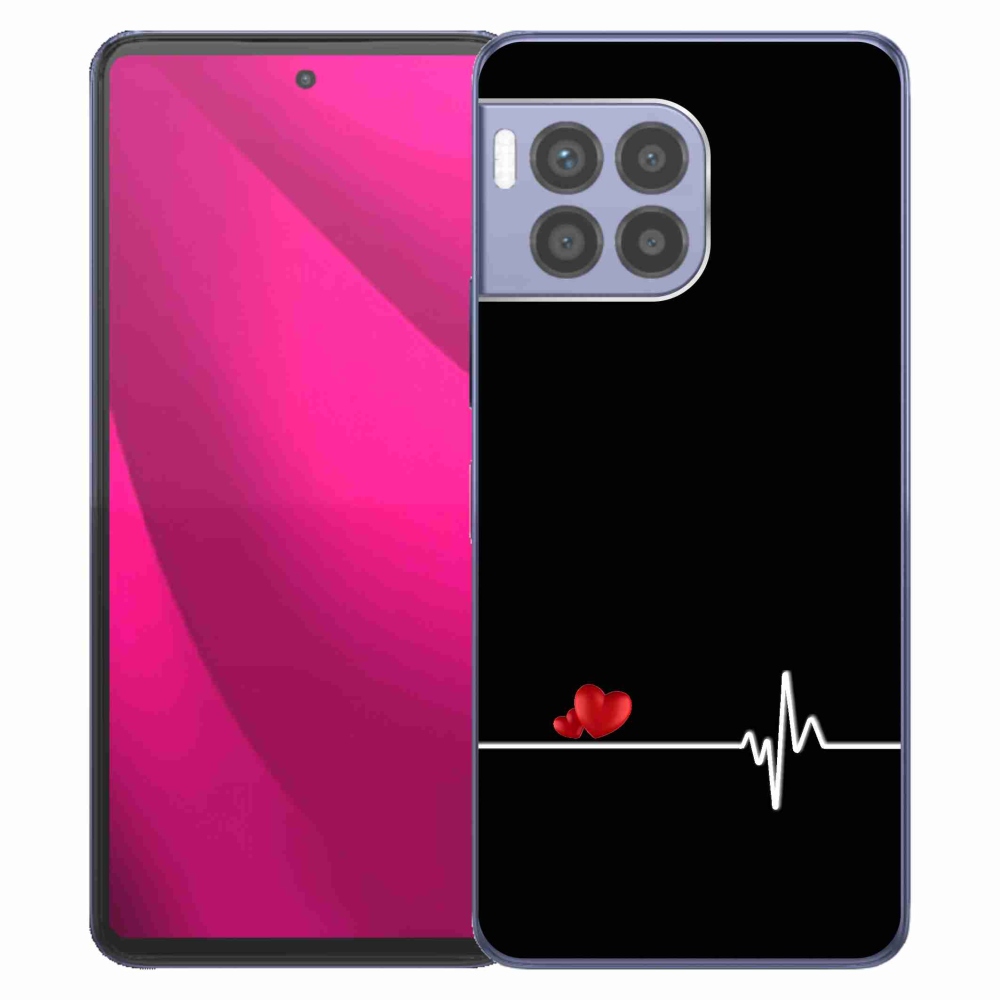 Gelový kryt mmCase na T-Mobile T Phone 2 Pro - srdce a tep černé pozadí