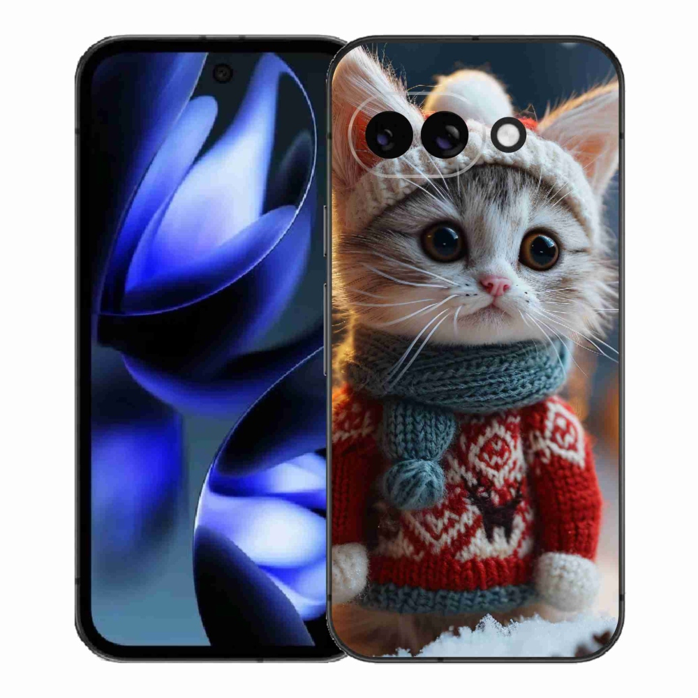 Gelový kryt mmCase na Google Pixel 9a - kotě ve svetru