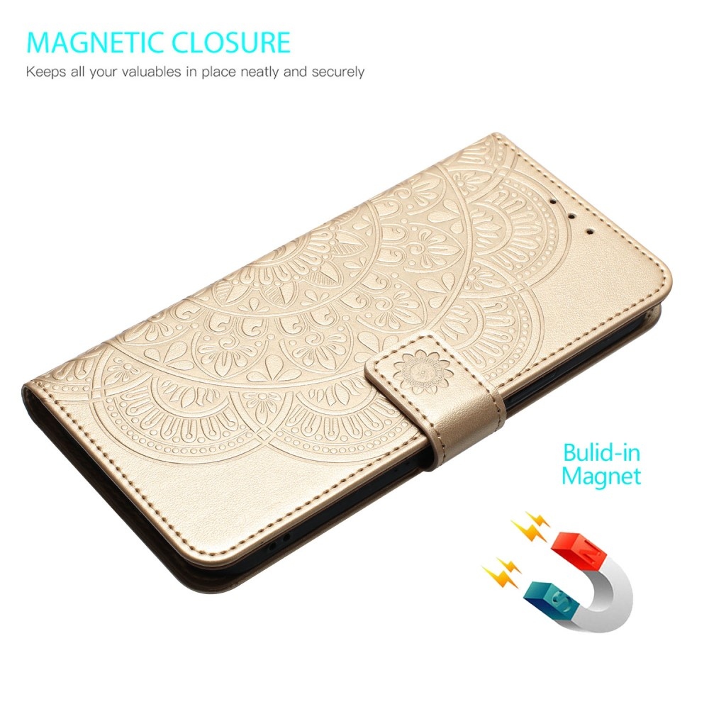 Mandala knížkové pouzdro na Xiaomi Redmi 13C 5G - zlaté