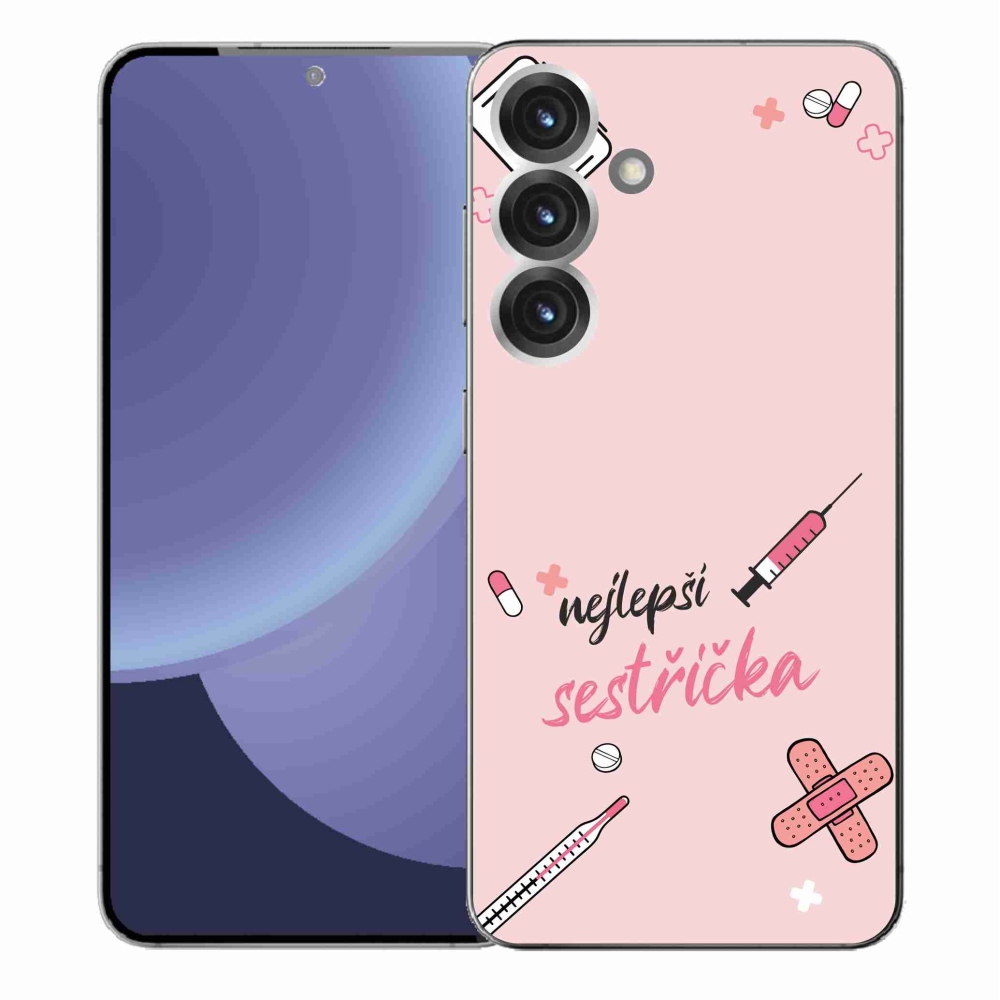 Gelový kryt mmCase na Samsung Galaxy S25+ - nejlepší sestřička růžové pozadí