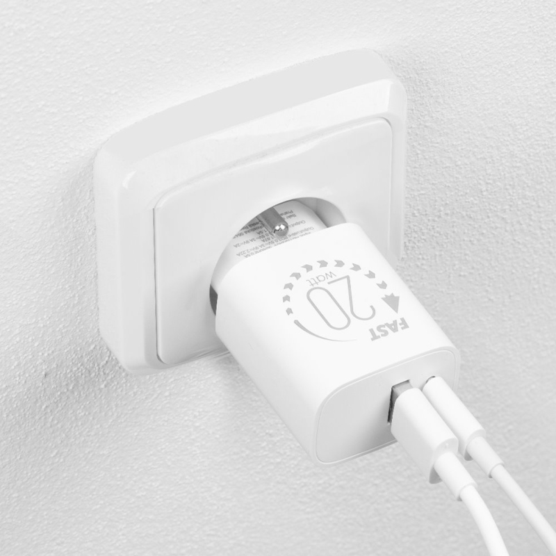 OBAL:ME Cestovní Nabíječka USB-A + USB-C 20W + 2x kabel 1m White