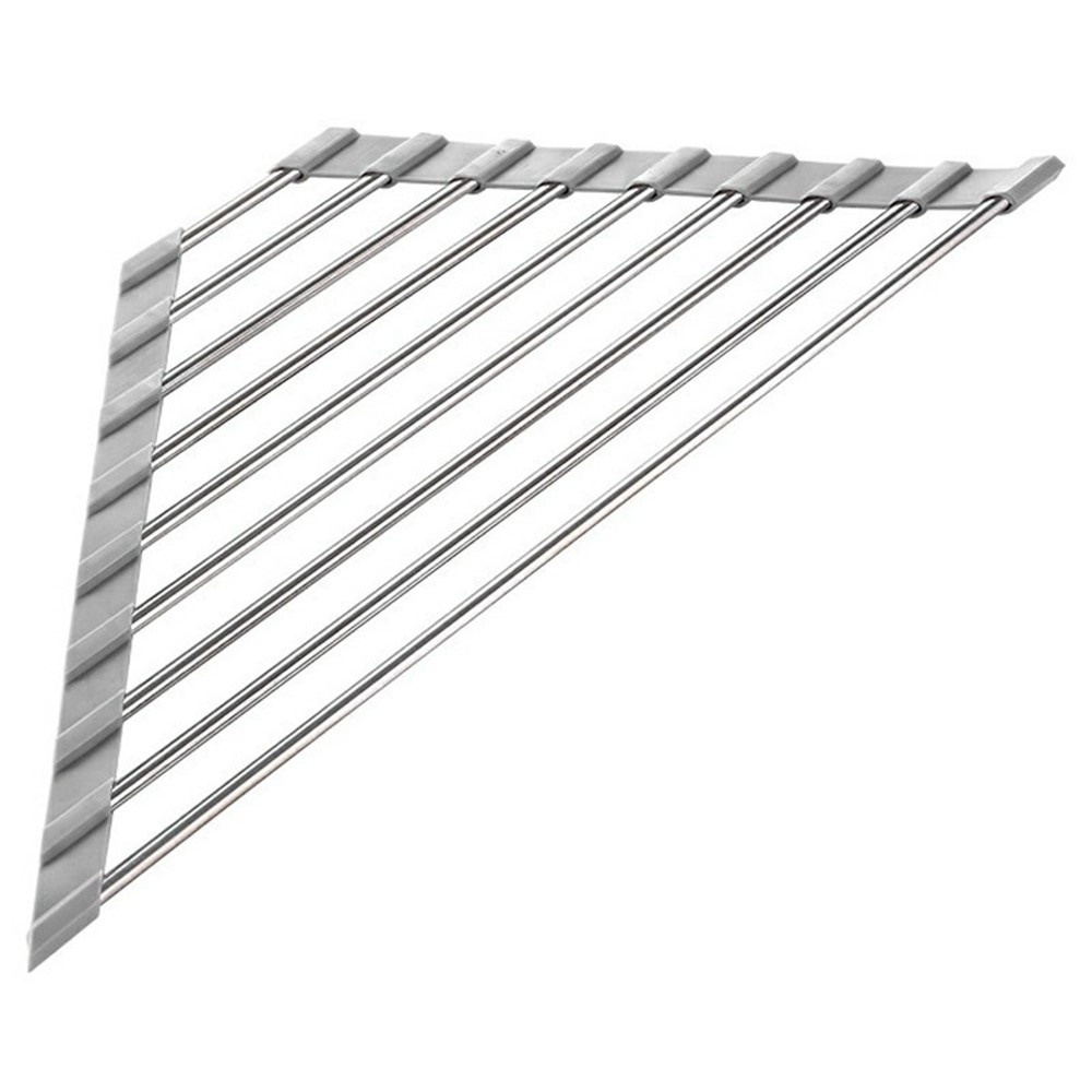 Rolovací nerezový odkapávač na nádobí nad dřez v šedém provedení