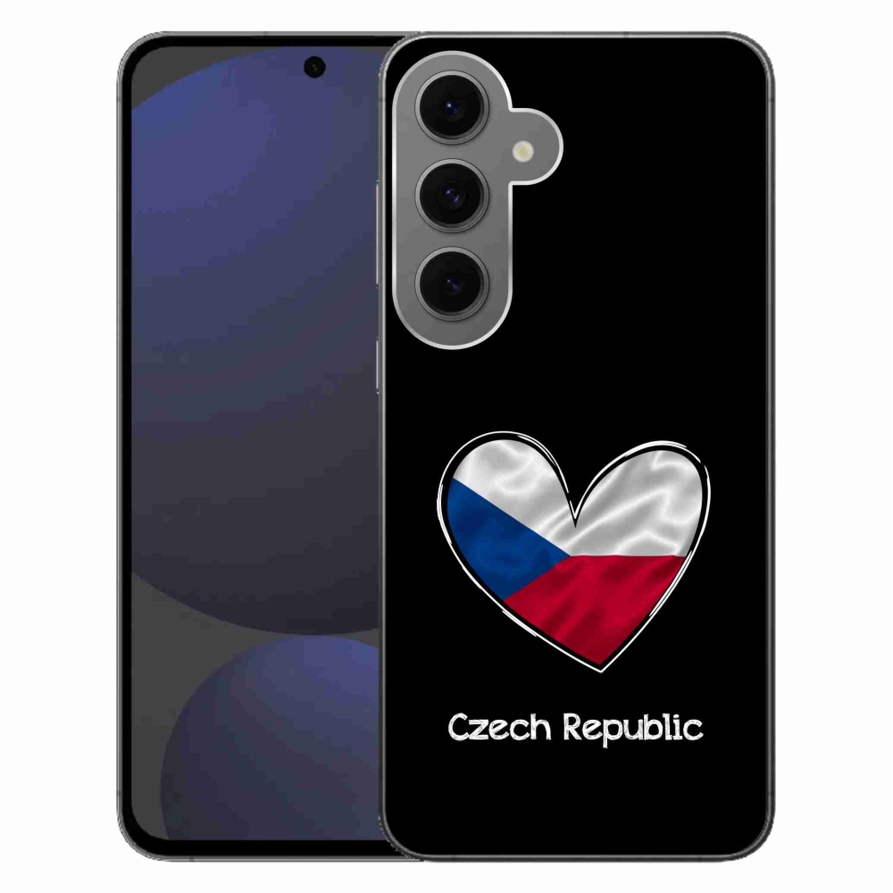Gelový kryt mmCase na Samsung Galaxy S24 FE - vlajka srdce černé pozadí