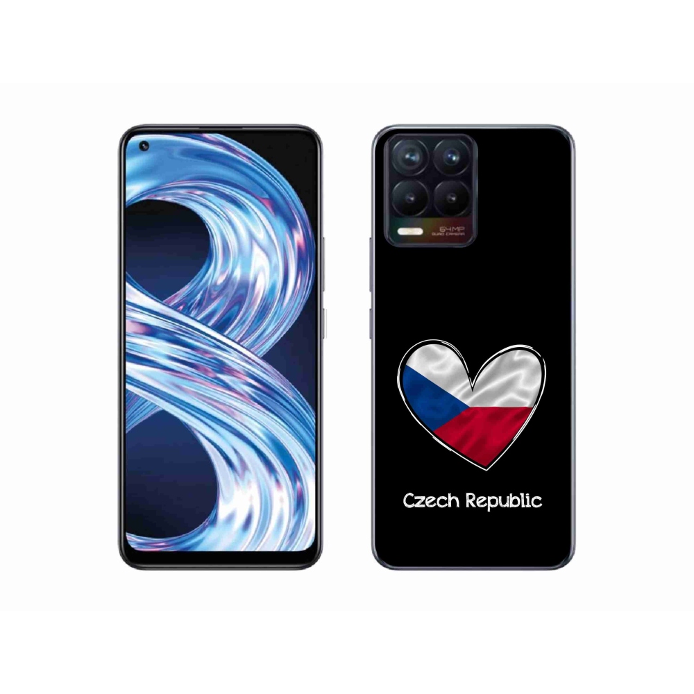 Gelový kryt mmCase na Realme 8 Pro - vlajka srdce černé pozadí