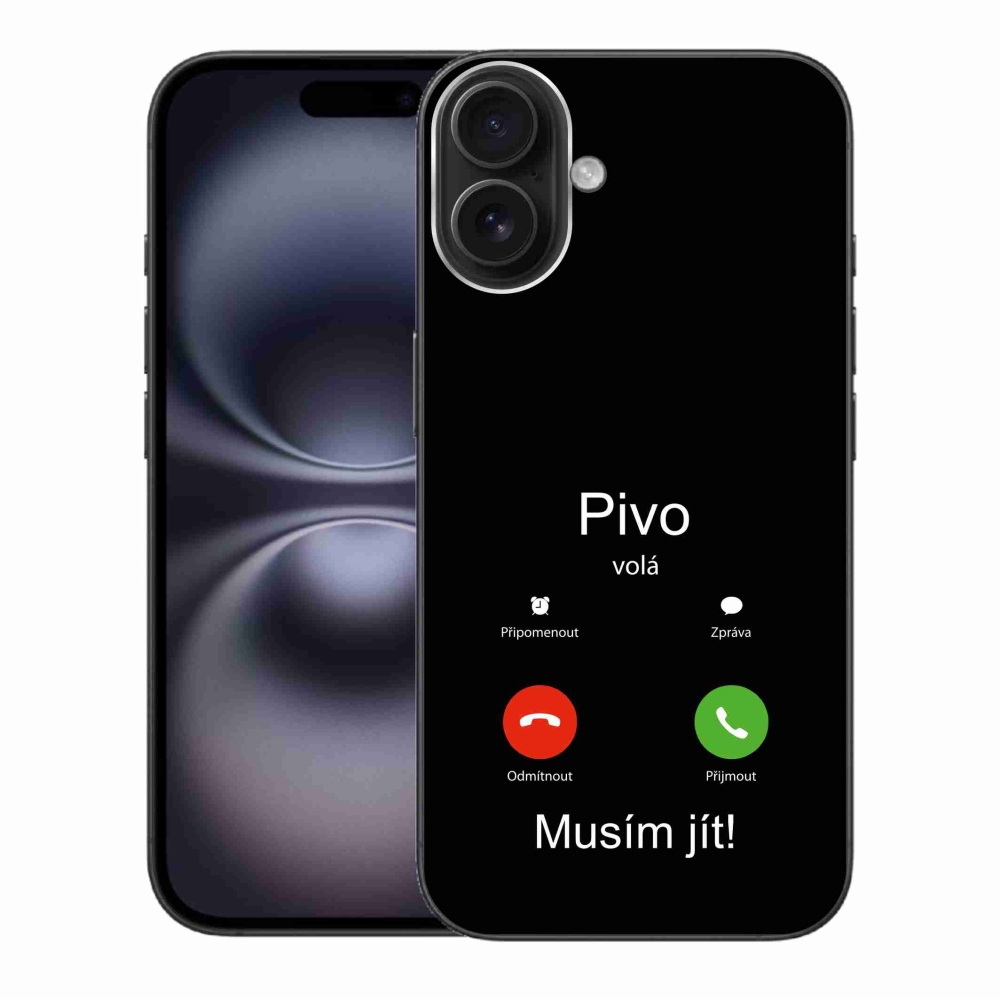 Gelový kryt mmCase na iPhone 16 Plus - pivo volá černé pozadí