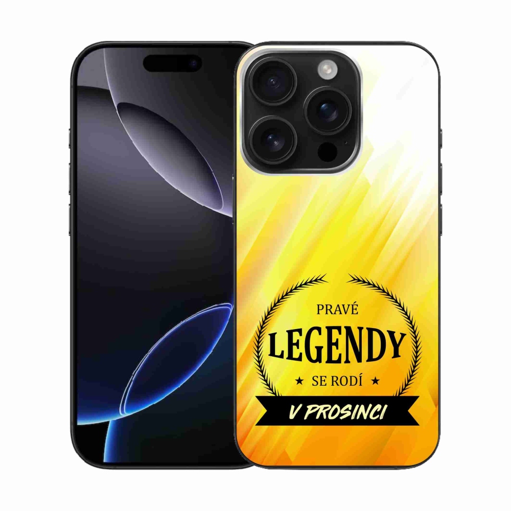 Gelový kryt mmCase na iPhone 16 Pro - legendy v prosinci žluté pozadí
