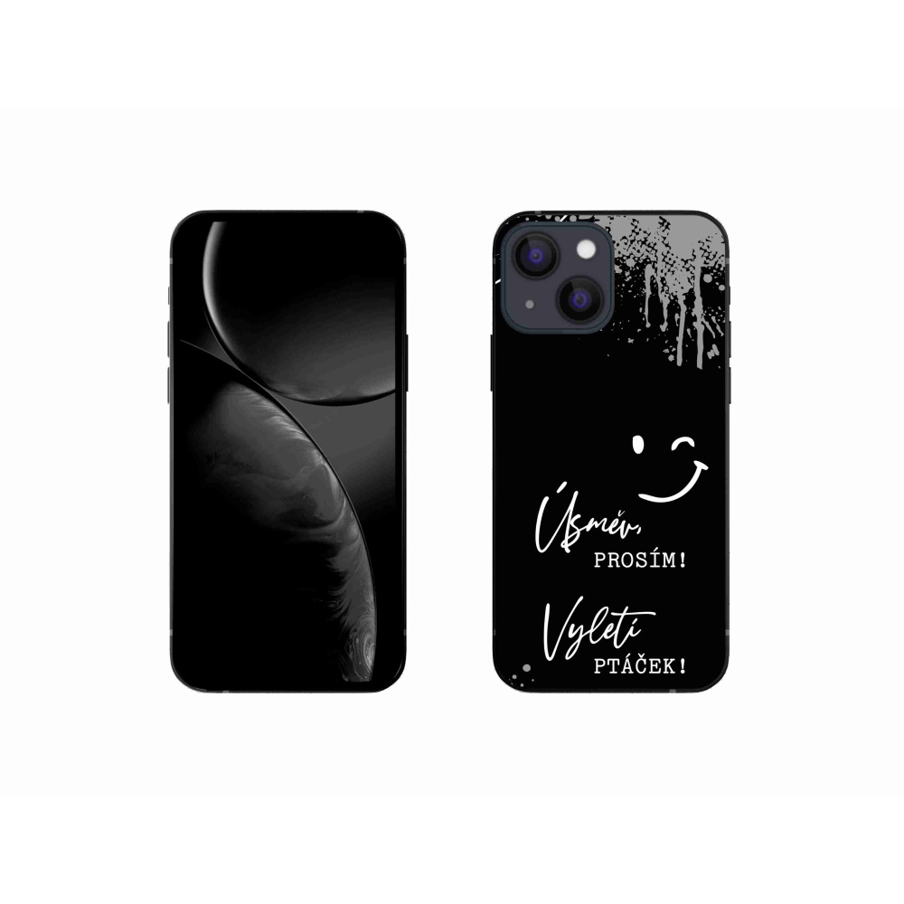 Gelový kryt mmCase na iPhone 13 mini 5.4 - vtipný text 4 černé pozadí
