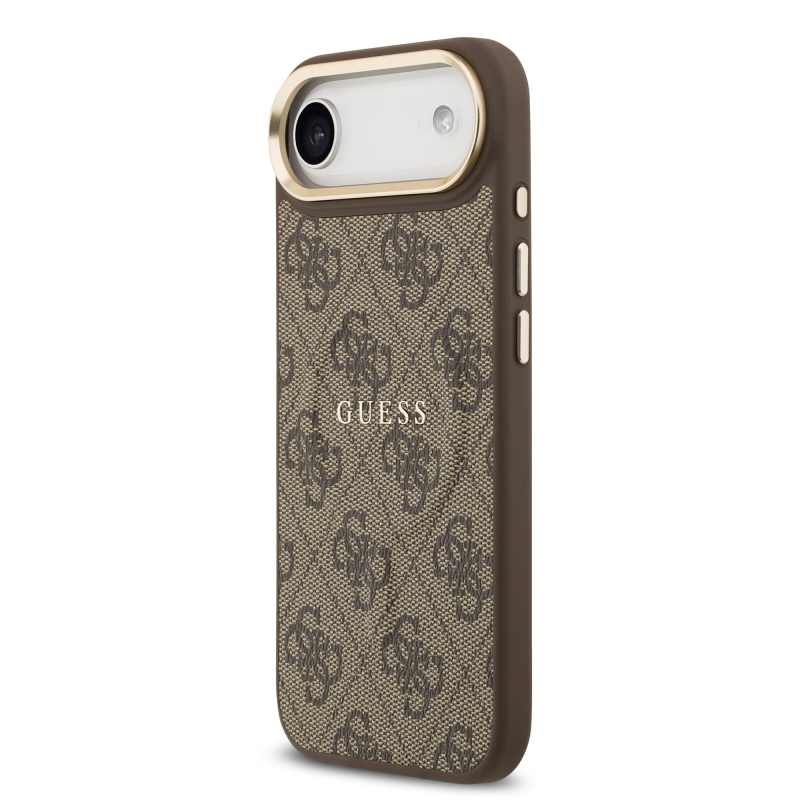Guess PU Leather 4G Gold Frame MagSafe Zadní Kryt pro iPhone Air Brown