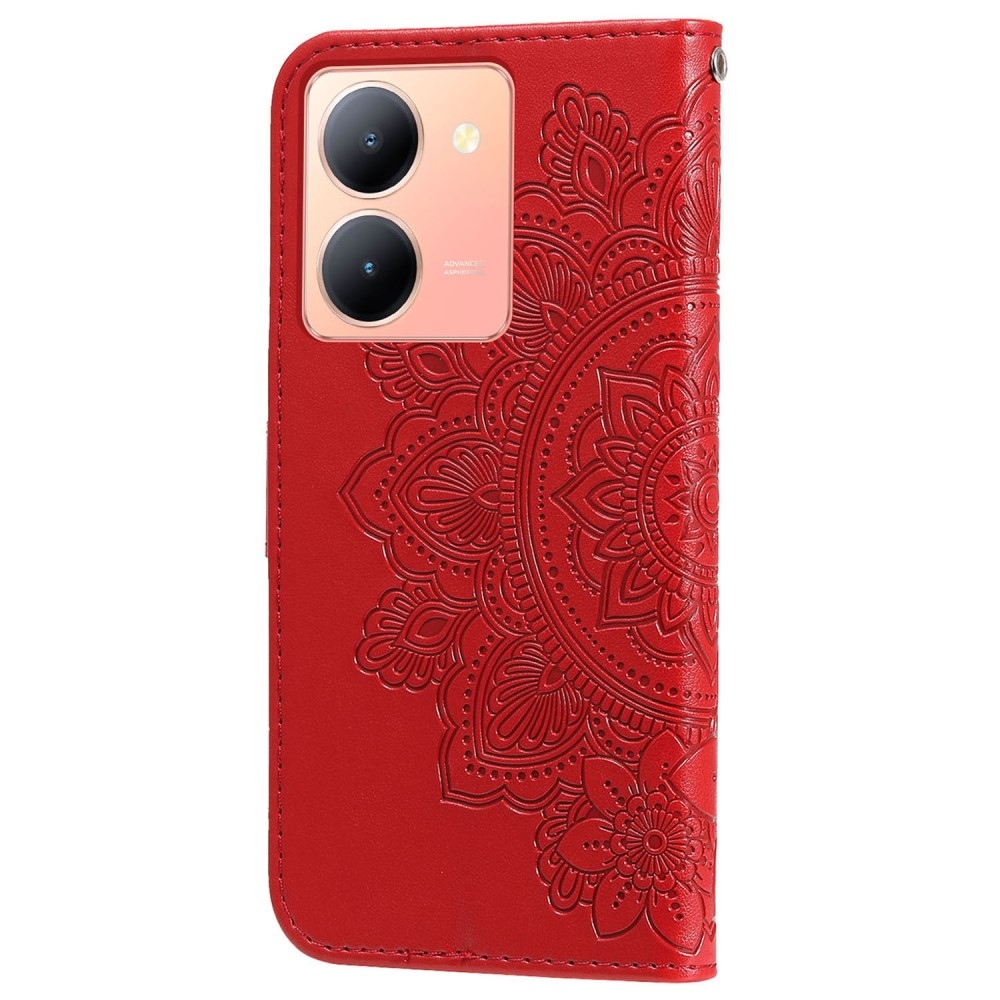 Floral knížkové pouzdro na Vivo Y36 - červené