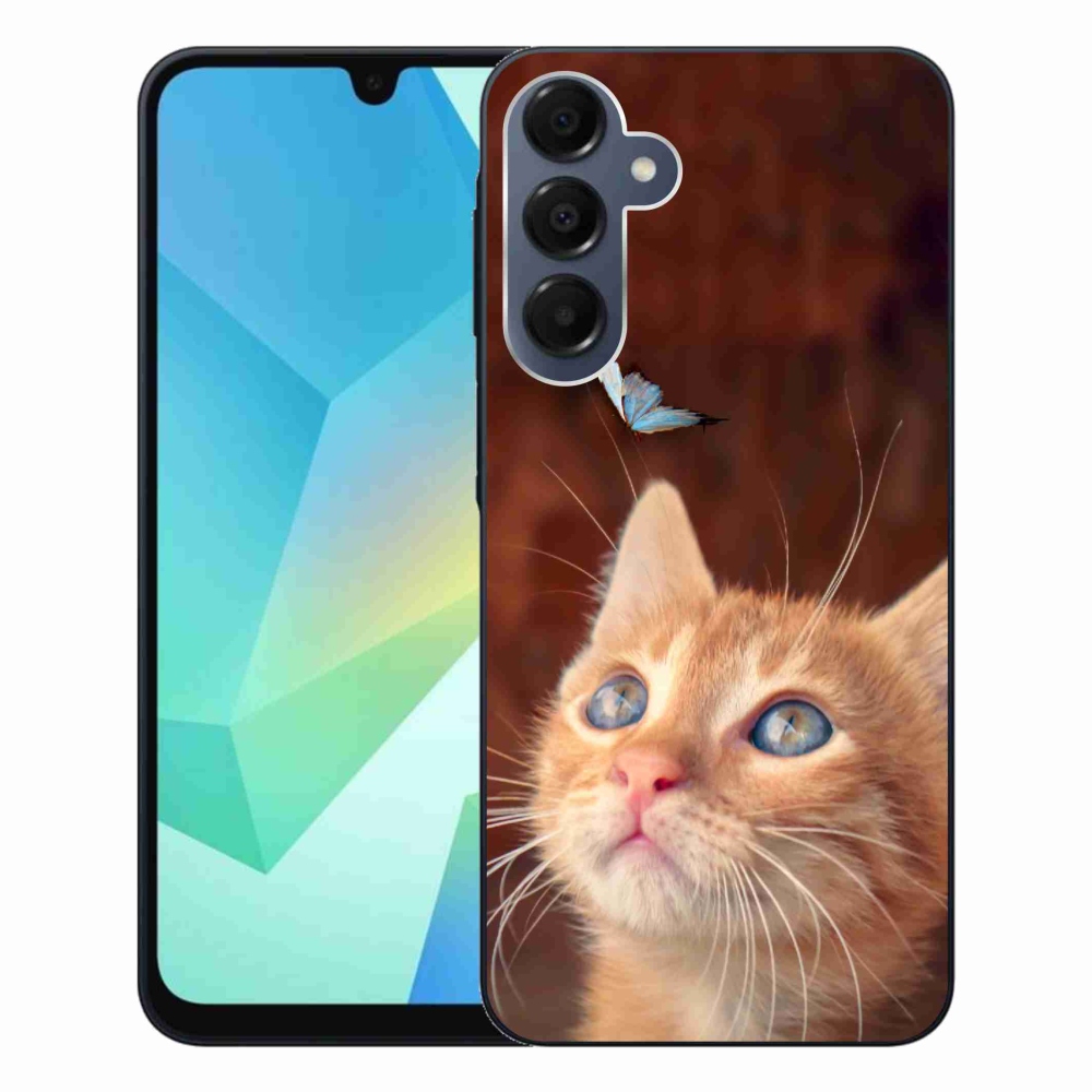 Gelový kryt mmCase na Samsung Galaxy A16 4G/5G - motýl a kotě
