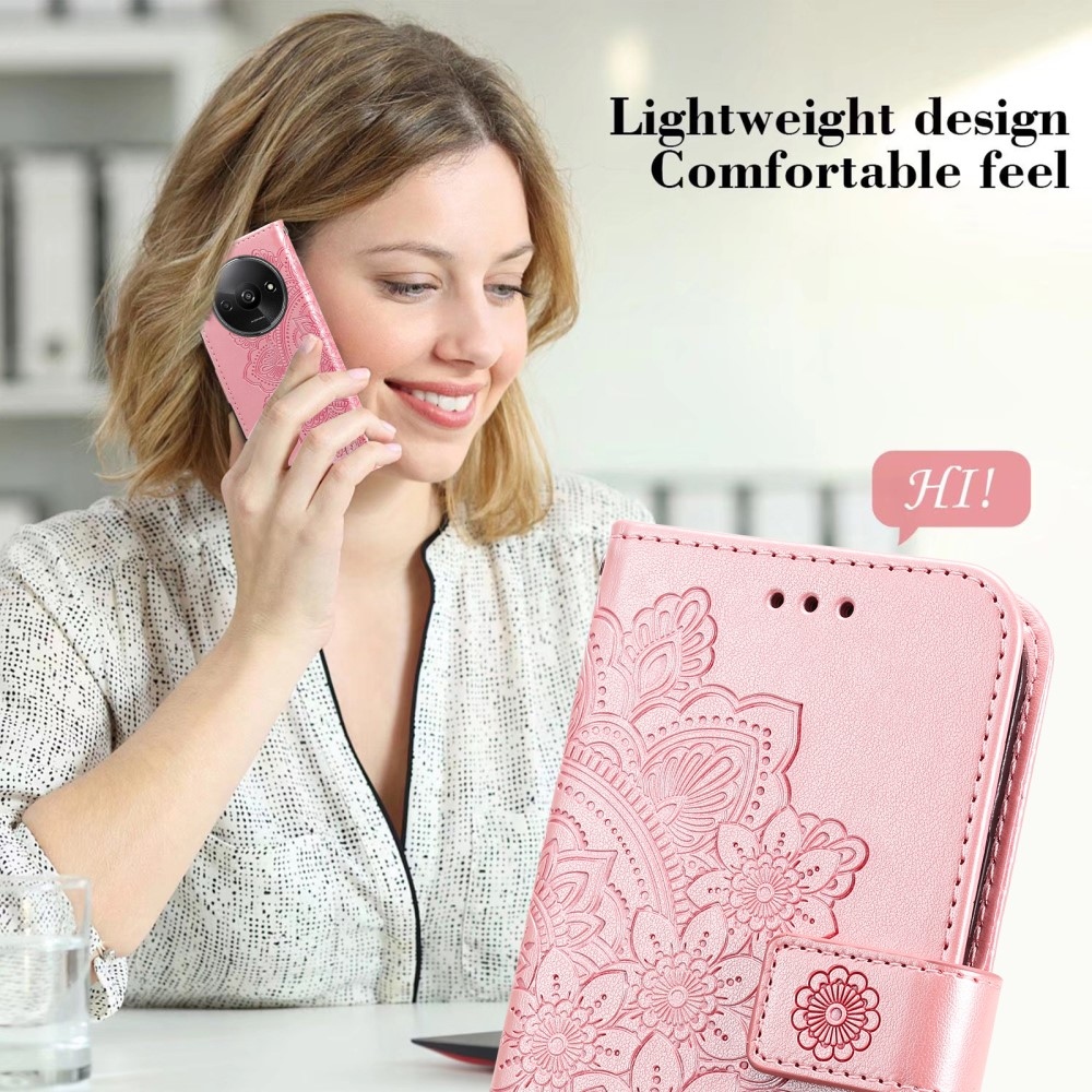 Mandala knížkové pouzdro na Xiaomi Redmi A3 - růžové