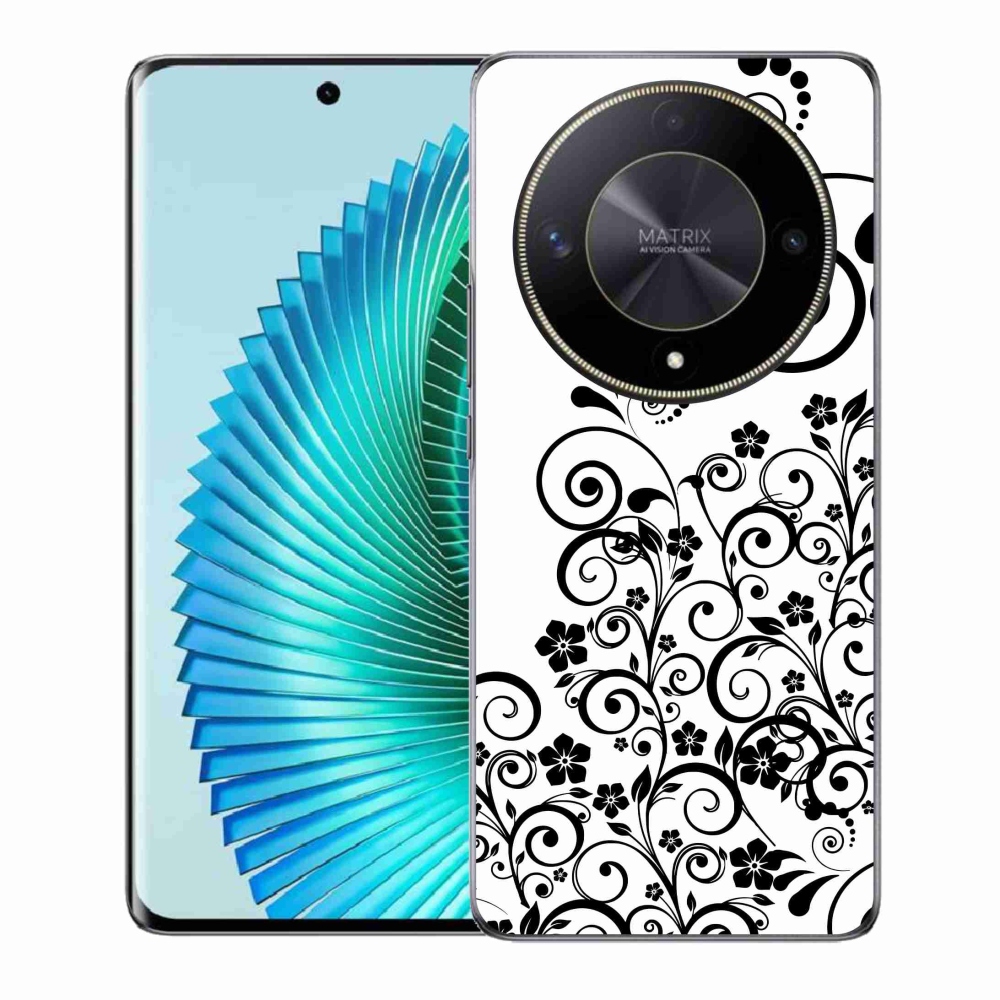 Gelový kryt mmCase na Honor Magic 6 Lite 5G - černobílé květinové vzory