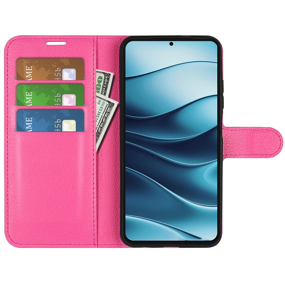 Litchi knížkové pouzdro na Xiaomi Redmi Note 14 5G - rose