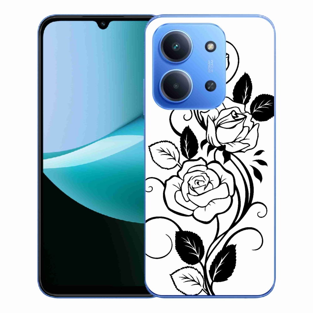 Gelový kryt mmCase na Xiaomi Redmi 15C 4G/5G (173mm) - černobílá růže