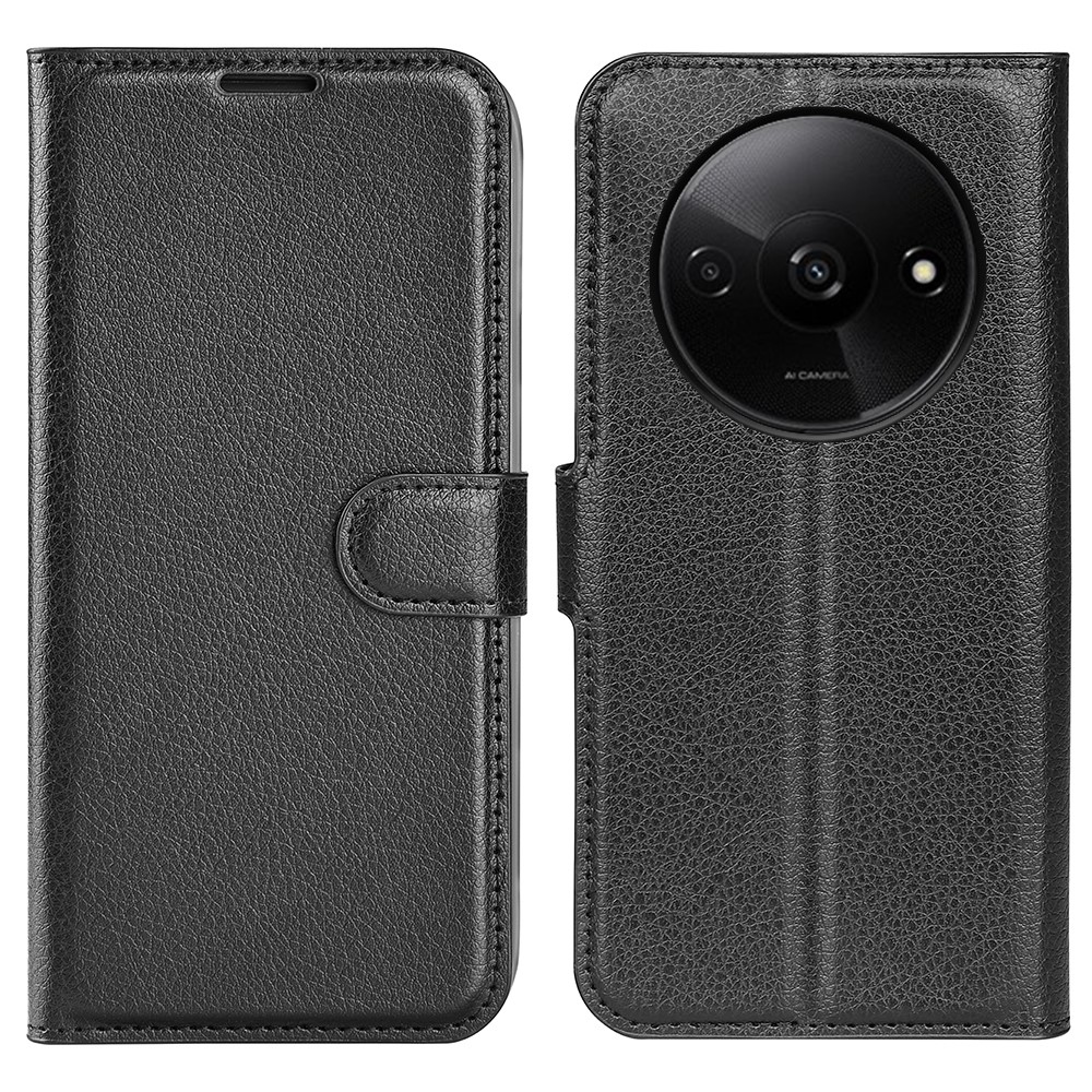 Litchi knížkové pouzdro na Xiaomi Redmi A3 - černé