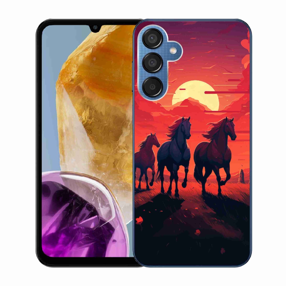 Gelový kryt mmCase na Samsung Galaxy M15 5G - koně a západ slunce
