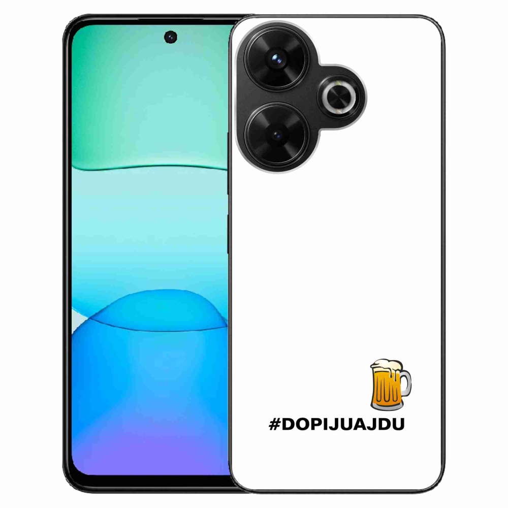 Gelový kryt mmCase na Xiaomi Redmi 13 4G/Poco M6 4G  - pivní motiv 1 bílé pozadí