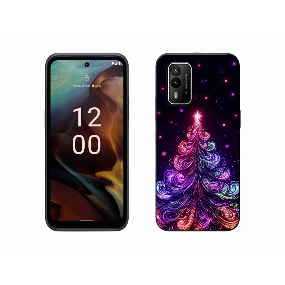 Gelový kryt mmCase na Nokia XR21 - neonový vánoční stromek 1