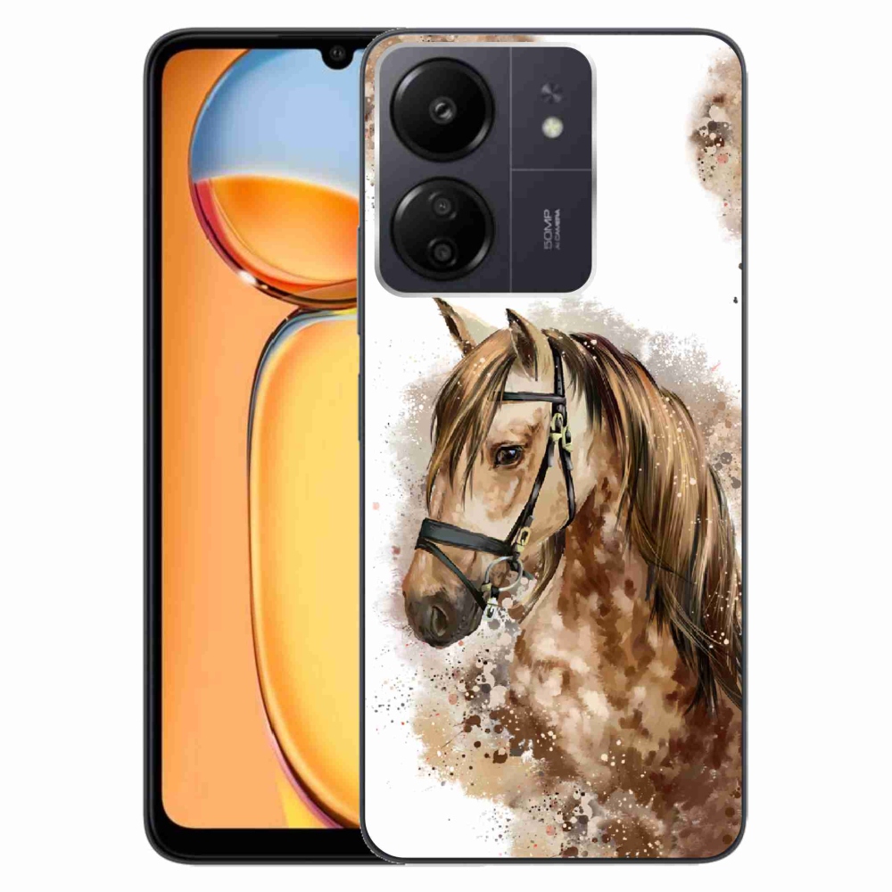 Gelový kryt mmCase na Xiaomi Poco C65/Redmi 13C - hnědý kreslený kůň