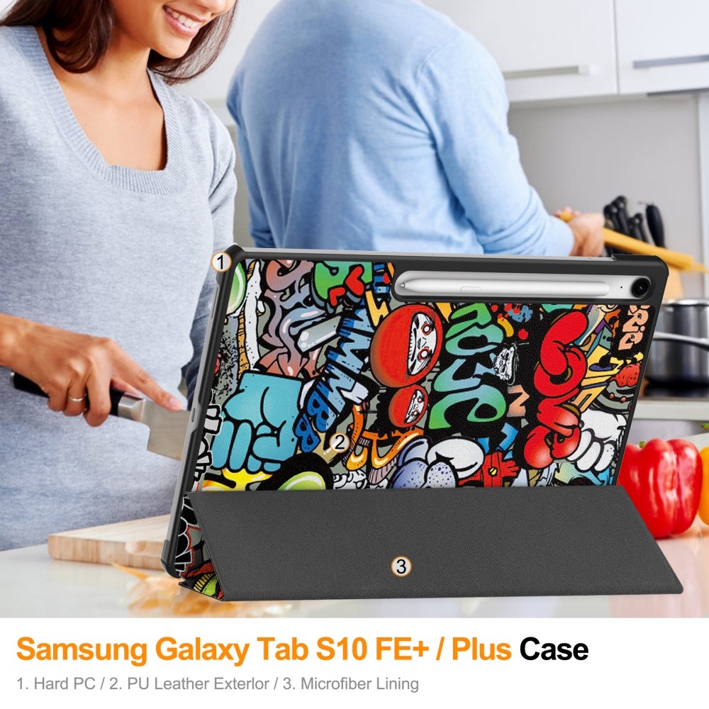 Patte chytré zavírací pouzdro na Samsung Galaxy Tab S10 FE+ - graffiti
