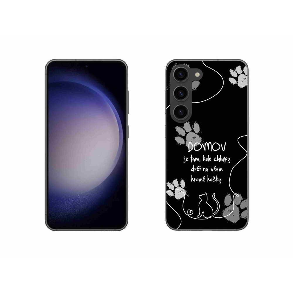 Gelový kryt mmCase na Samsung Galaxy S23 5G - kočičí motiv černé pozadí