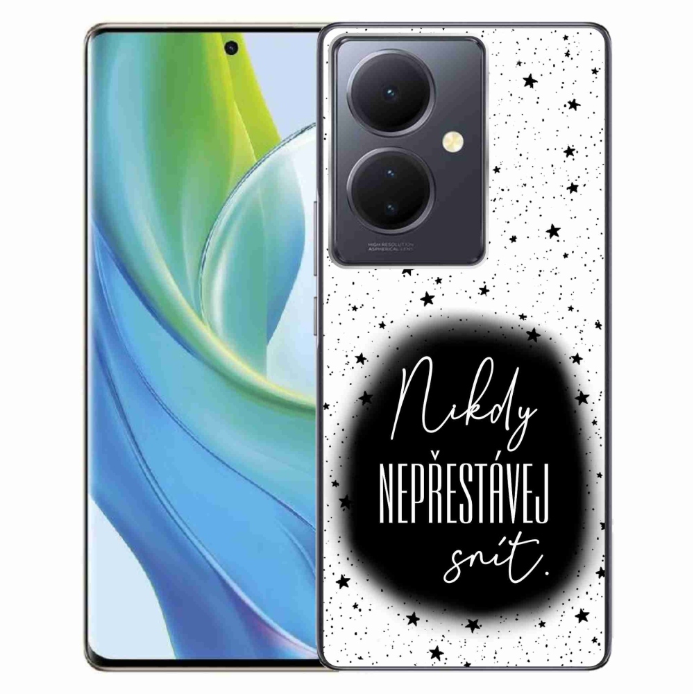 Gelový kryt mmCase na Vivo V29 Lite 5G - citát 1 černobílé pozadí