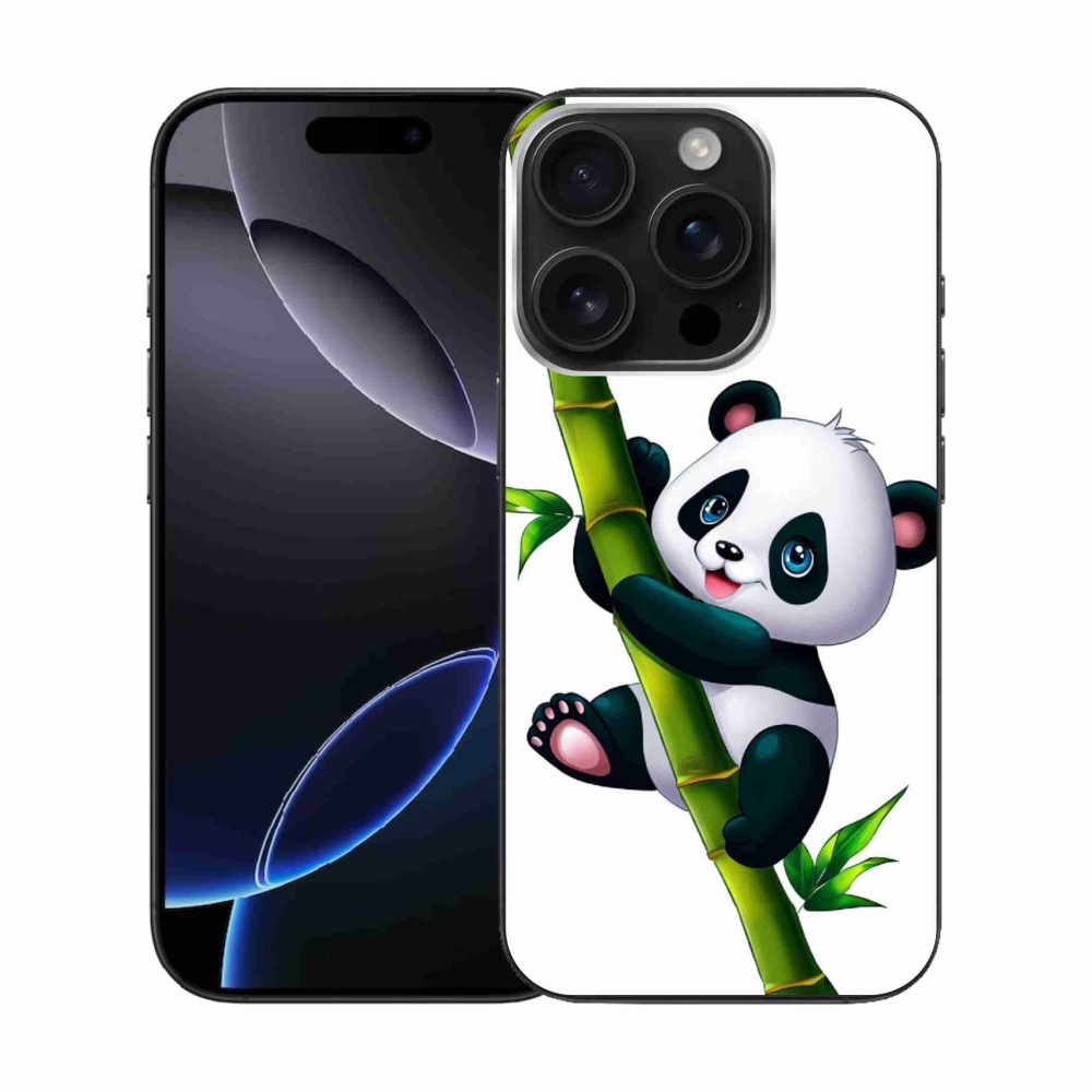 Gelový kryt mmCase na iPhone 16 Pro - panda na bambusu