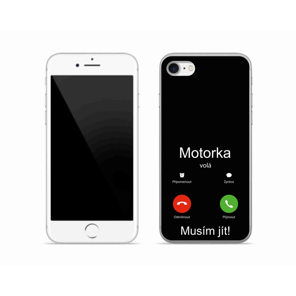 Gelový kryt mmCase na iPhone SE (2022) - motorka volá černé pozadí