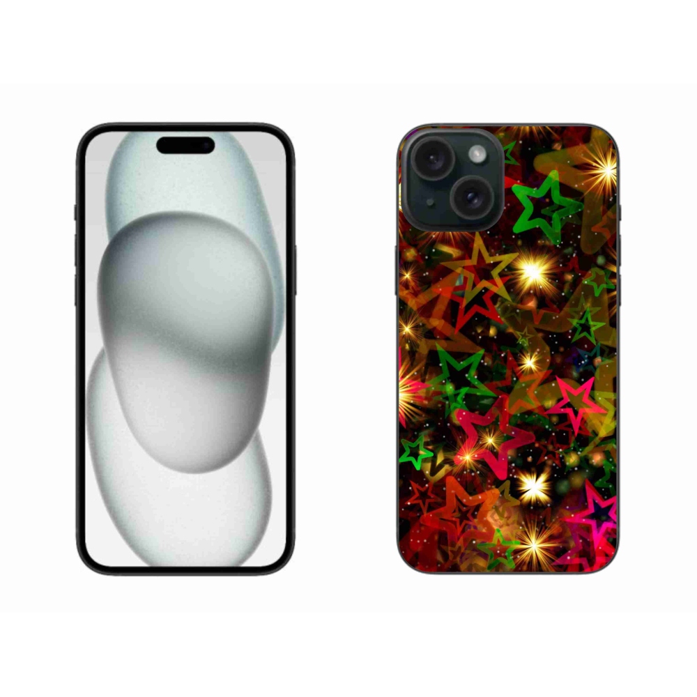 Gelový kryt mmCase na iPhone 15 Plus - barevné hvězdičky