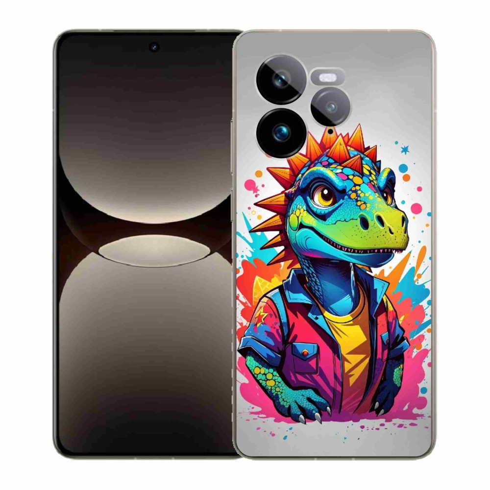 Gelový kryt mmCase na Realme GT 7 Pro 5G - barevný dinosaurus