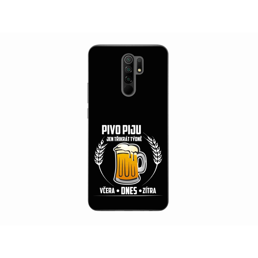 Gelový kryt mmCase na Xiaomi Redmi 9 - pivní motiv černé pozadí