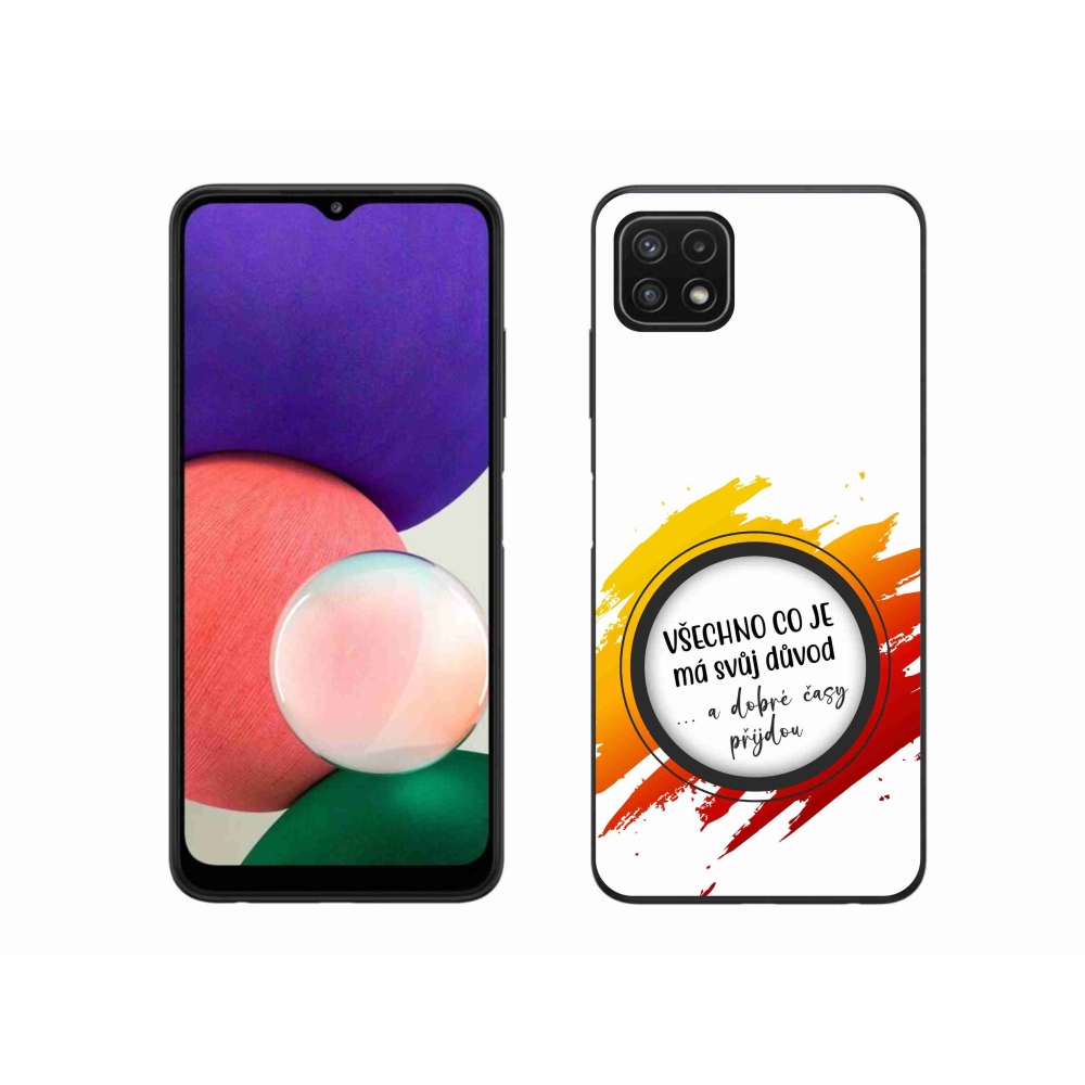 Gelový kryt mmCase na Samsung Galaxy A22 5G - citát 3 bílé pozadí