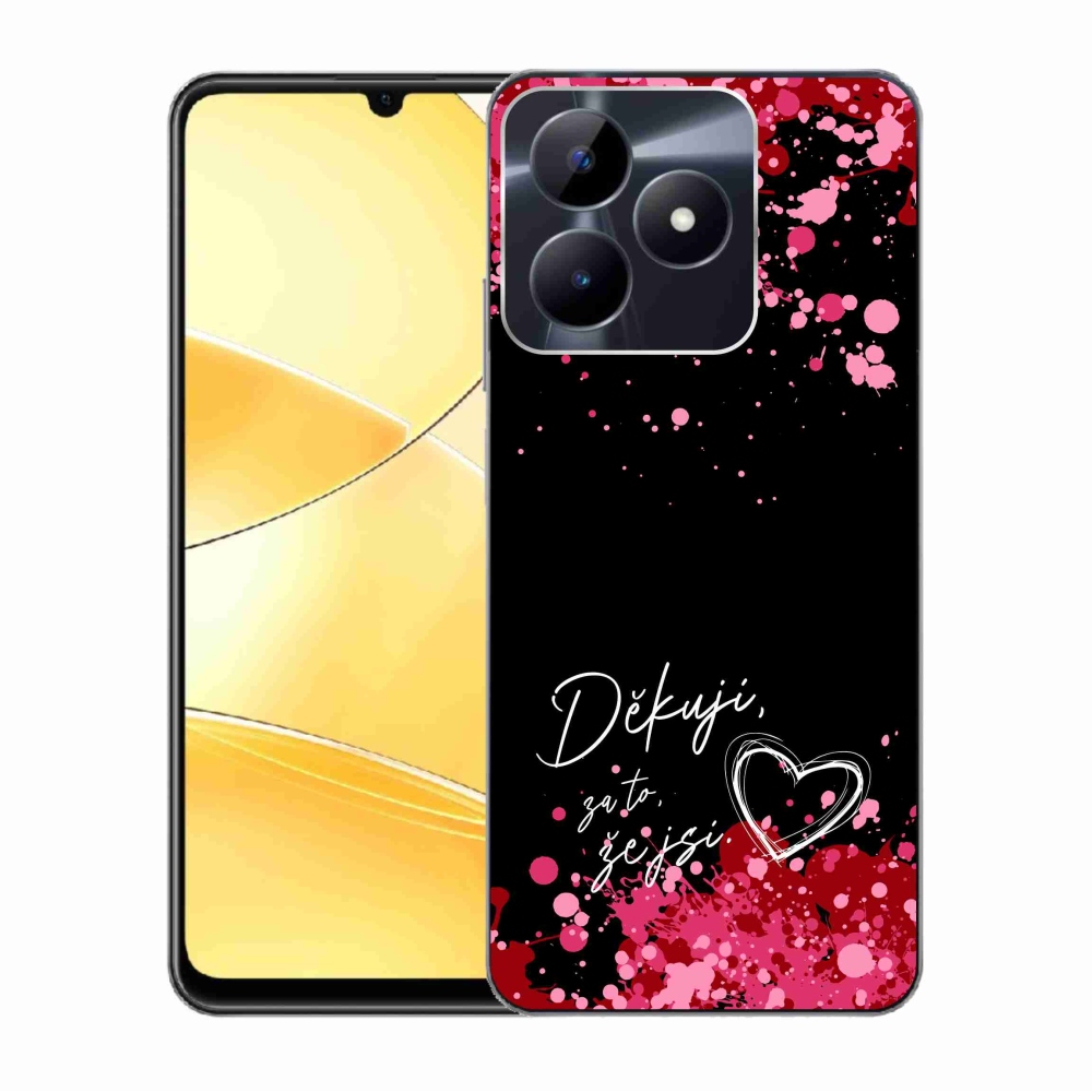Gelový kryt mmCase na Realme C51/C53 - zamilovaný text 2 černé pozadí