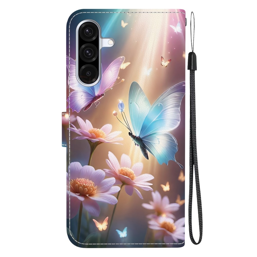Versatile knížkové pouzdro na Samsung Galaxy A36 5G/A56 5G - motýli a kopretiny