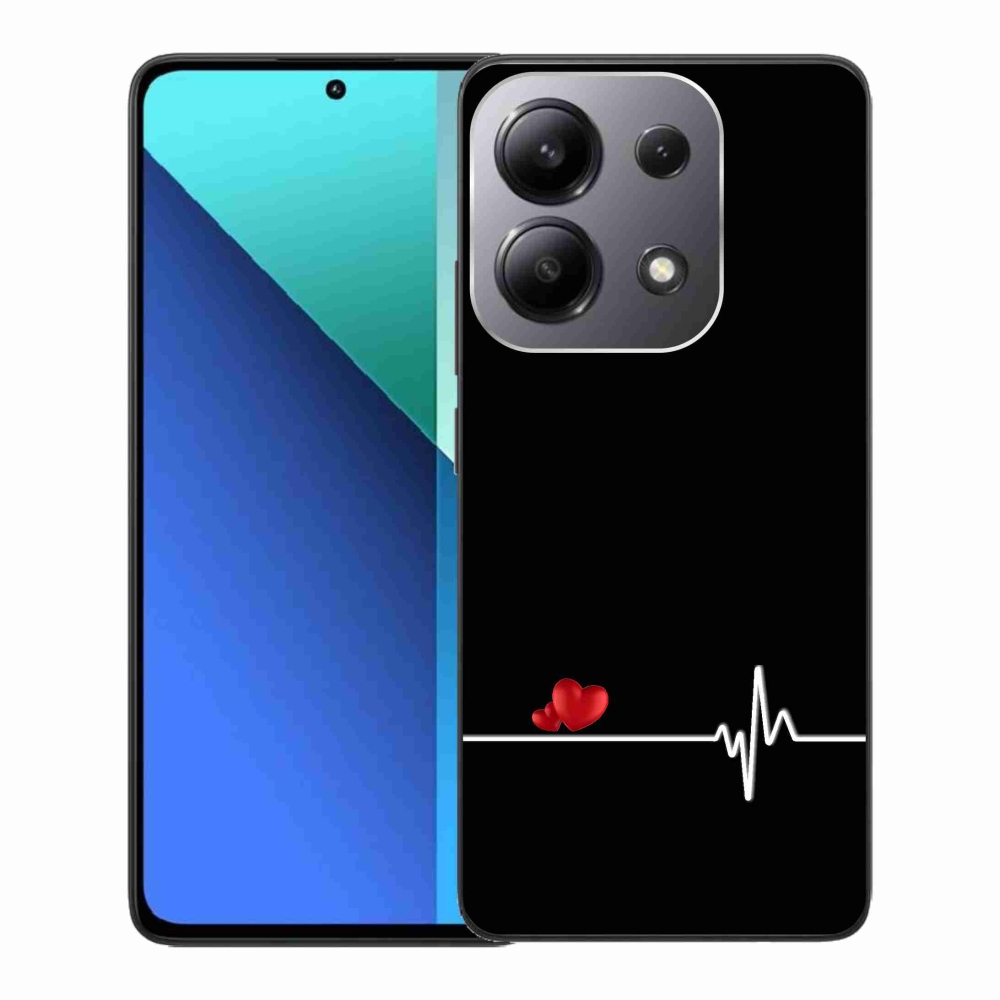 Gelový kryt mmCase na Xiaomi Redmi Note 13 - srdce a tep černé pozadí