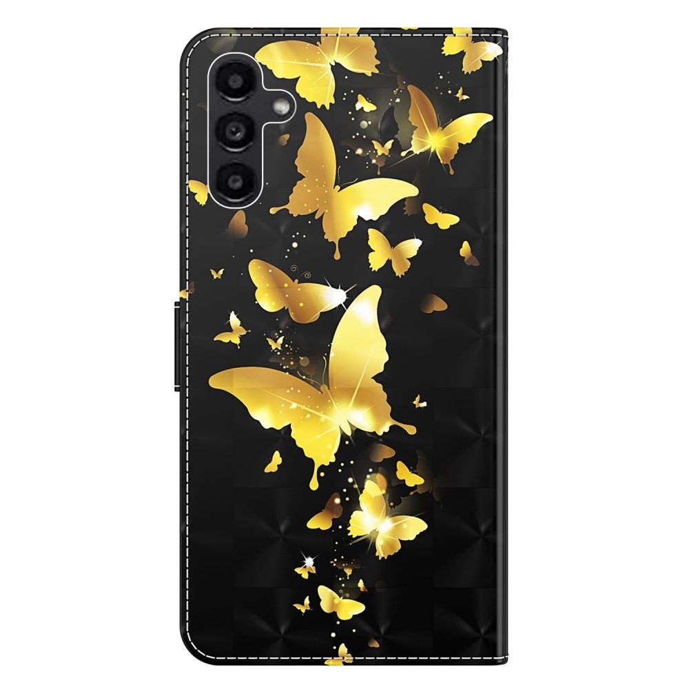 Print knížkové pouzdro na Samsung Galaxy A15 4G/5G - zlatí motýli