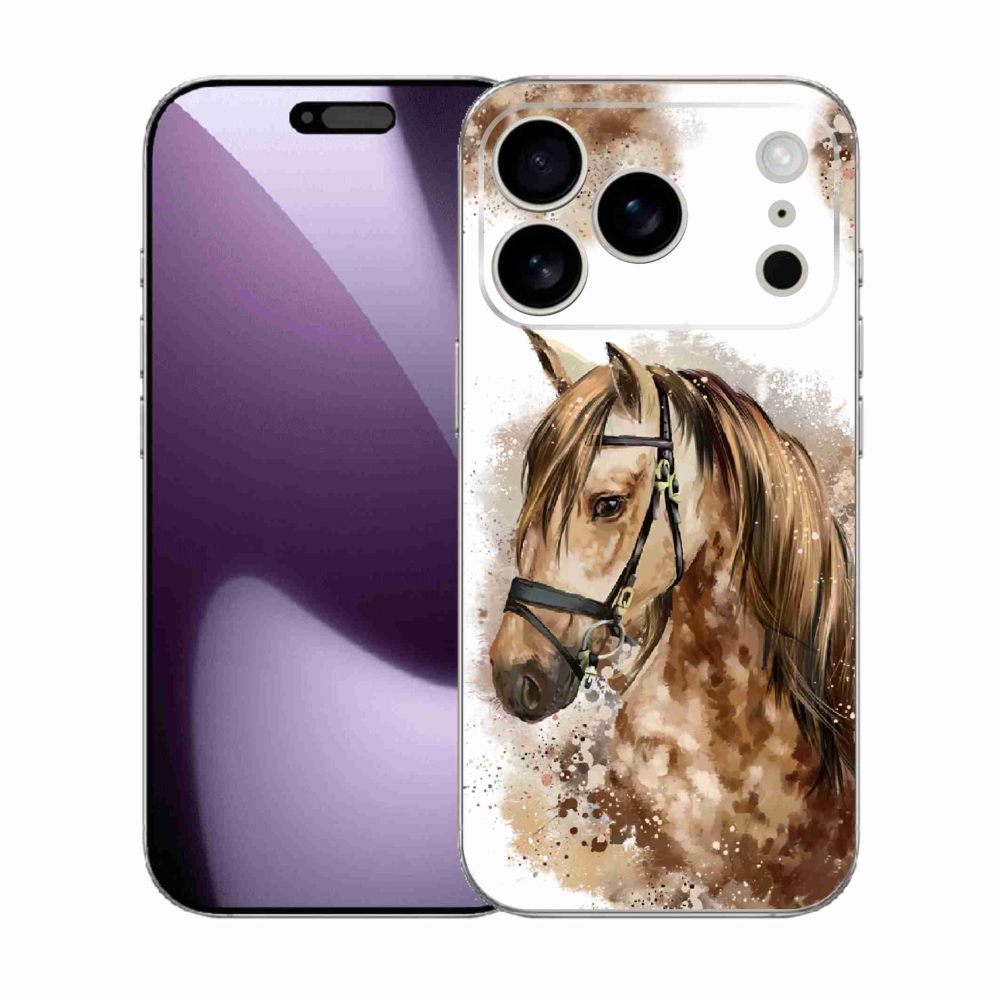 Gelový kryt mmCase na iPhone 17 Pro - hnědý kreslený kůň