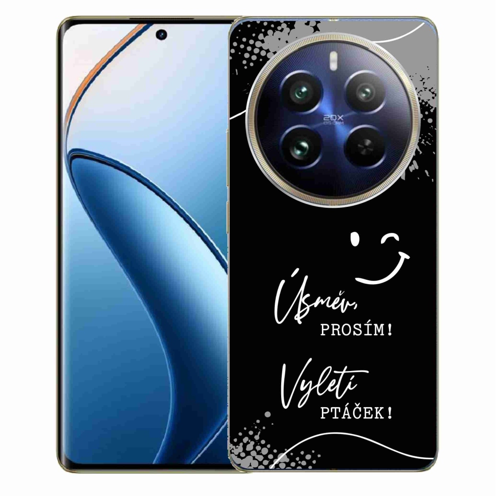 Gelový kryt mmCase na Realme 12 Pro 5G/12 Pro+ 5G - vtipný text 4 černé pozadí